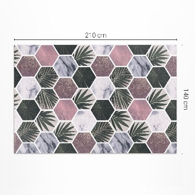 Vinylový koberec Hexagóny kamenná mozaika listy