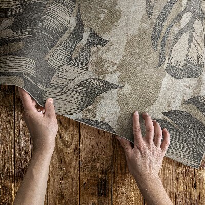 Vinylový koberec Boho listy rastliny s textúrou surový štýl