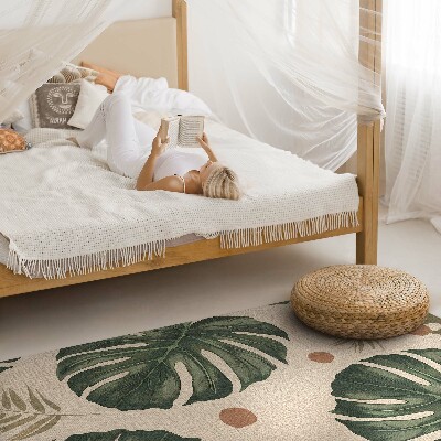 Vinylový koberec Boho listy monstery textilné pozadie