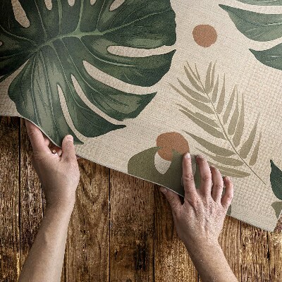 Vinylový koberec Boho listy monstery textilné pozadie