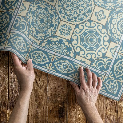 Vinylový koberec Dekoratívna mozaika s trojfarebnými geometrickými dlaždicami