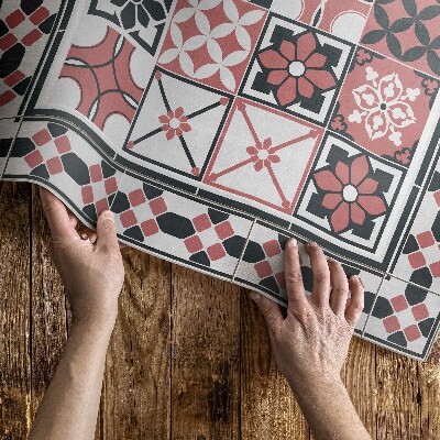 Vinylový koberec Ozdobné geometrické obkladačky s trojfarebnými obkladačkami