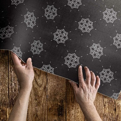 Vinylový koberec Jemné subtílne listové liany Mozaika drevených štvorcov z letokruhov stromov
