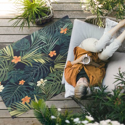 Vinylový koberec Listy a kvety tropickej monstery