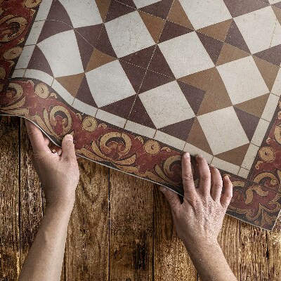 Vinylový koberec Geometrické kvetinové vzory v retro štýle
