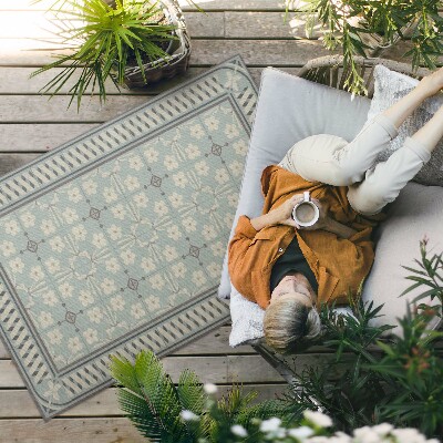 Vinylový koberec Retro ornament s kvetmi na dlaždiciach