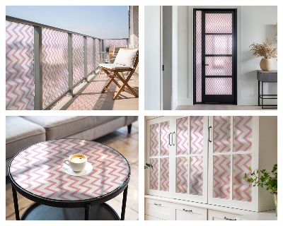 Matná fólia na okno vitráž Ružové cikcaky