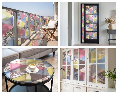 Ochranná fólia na sklo vitráž Farebné trojuholníky