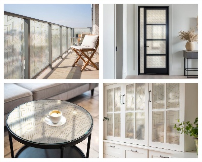 Matná fólia na okno vitráž Elegancia rybej kosti