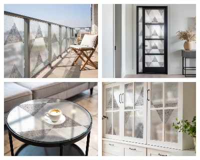 Ochranná fólia na sklo vitráž Sivé trojuholníky