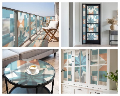 Matná fólia na okno vitráž Modré hviezdy