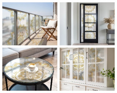 Samolepiaca fólia na sklo vitrážová Kvetinová mandala