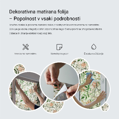 Matná fólia na okno vitráž Listy kvety