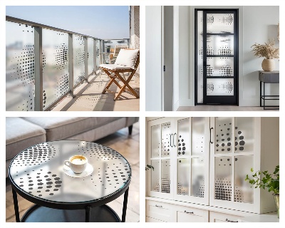 Fólia na sklo na ochranu súkromia Bodkované kruhy