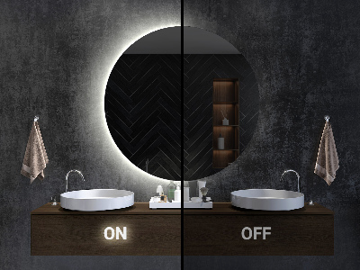 Půlkruhové kúpeľňové zrcadlo s LED podsvícením