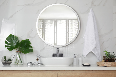 Kulaté koupelnové zrcadlo bílý rám