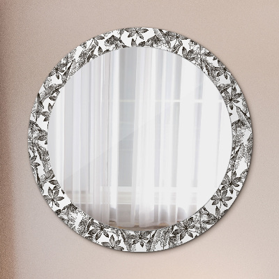 Kulaté zrcadlo tištěný rám Tropické listy