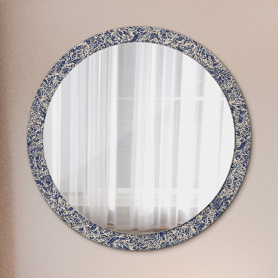 Kulaté zrcadlo tištěný rám Květiny