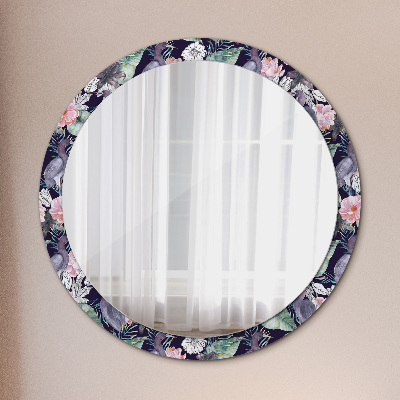 Kulaté zrcadlo tištěný rám Čepice ptáků