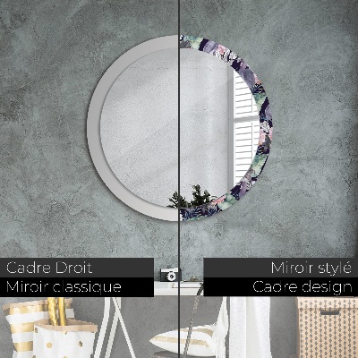 Kulaté zrcadlo tištěný rám Čepice ptáků
