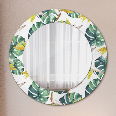Kulaté zrcadlo s dekorem Tropické listy