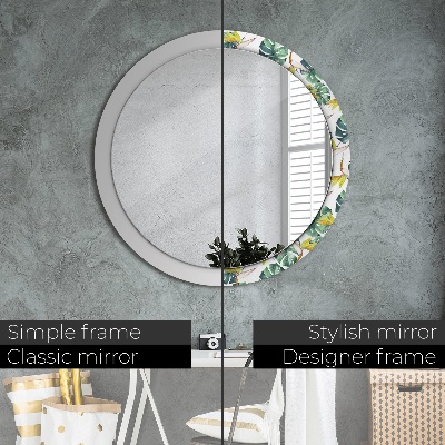 Kulaté zrcadlo s dekorem Tropické listy