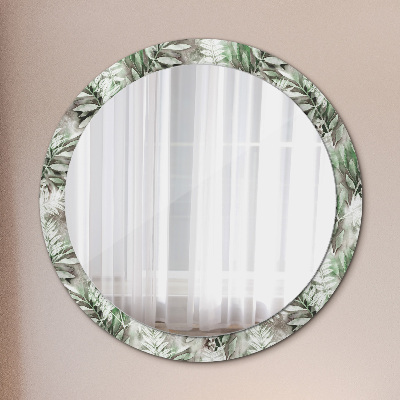 Kulaté zrcadlo s dekorem Listy do akvarelu