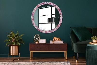 Kulaté zrcadlo tištěný rám Akvarely květin