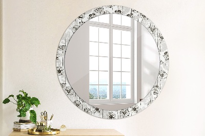 Kulaté zrcadlo tištěný rám Maki květiny