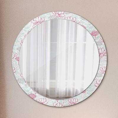 Kulaté dekorativní zrcadlo na zeď Květiny