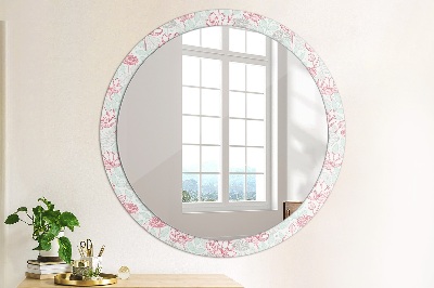 Kulaté dekorativní zrcadlo na zeď Květiny