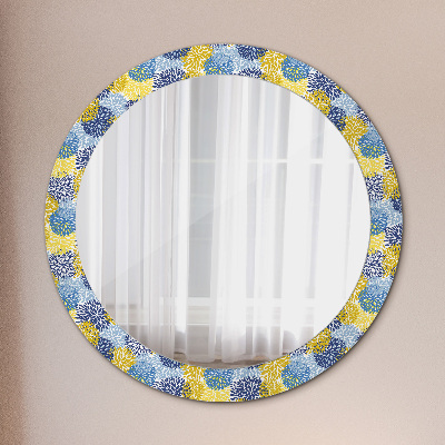 Kulaté dekorativní zrcadlo na zeď Modré květy