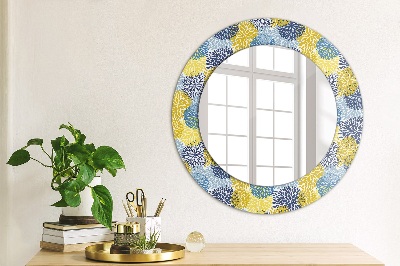 Kulaté dekorativní zrcadlo na zeď Modré květy