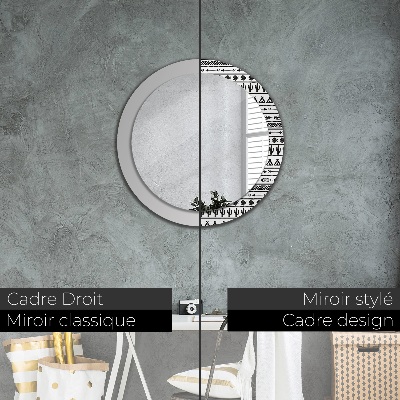 Kulaté zrcadlo s dekorem Boho minimalista