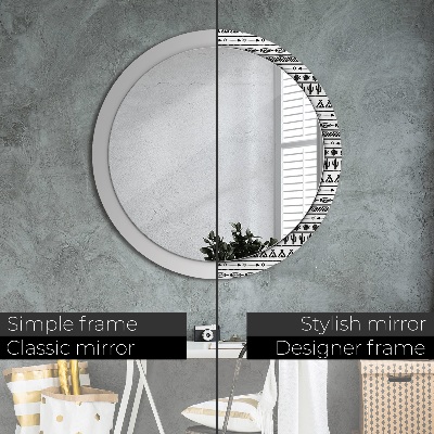 Kulaté zrcadlo s dekorem Boho minimalista