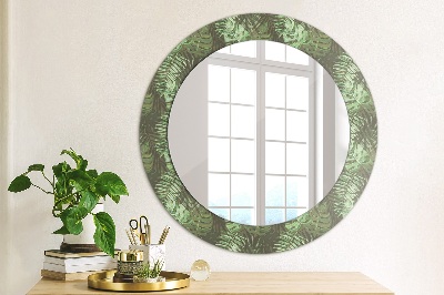 Kulaté zrcadlo tištěný rám Tropické listy
