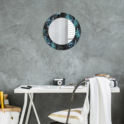 Kulaté dekorativní zrcadlo na zeď Exotické listy