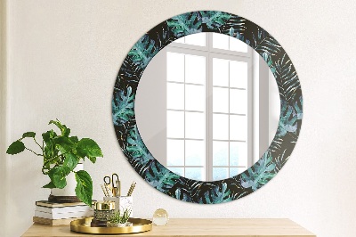 Kulaté dekorativní zrcadlo na zeď Exotické listy