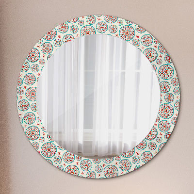 Kulaté dekorativní zrcadlo na zeď Boho vzor