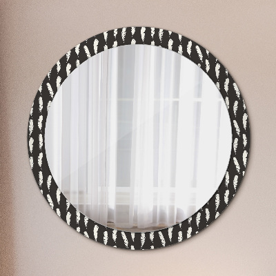 Kulaté zrcadlo tištěný rám Peří