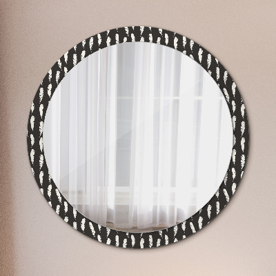 Kulaté zrcadlo tištěný rám Peří
