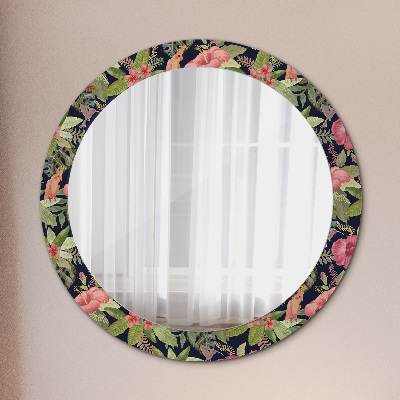 Kulaté zrcadlo tištěný rám Hibiscus flowers
