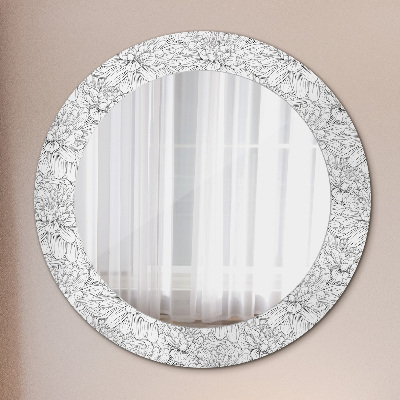 Kulaté zrcadlo tištěný rám Lotosové květiny