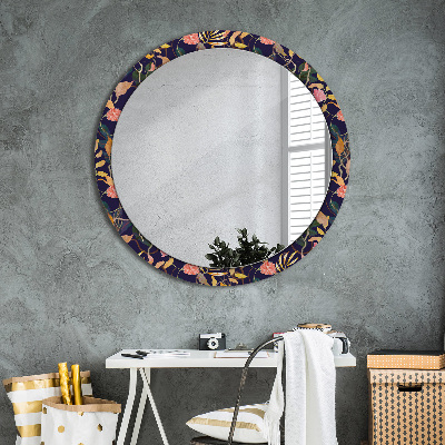 Kulaté zrcadlo s dekorem Akvarelové rostliny