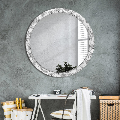Kulaté dekorativní zrcadlo na zeď Květinový vzor