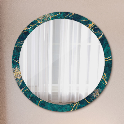Kulaté zrcadlo s dekorem Green malachite marble
