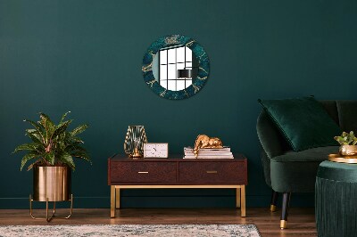 Kulaté zrcadlo s dekorem Green malachite marble