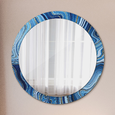 Kulaté dekorativní zrcadlo na zeď Modrý mramor