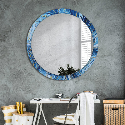 Kulaté dekorativní zrcadlo na zeď Modrý mramor