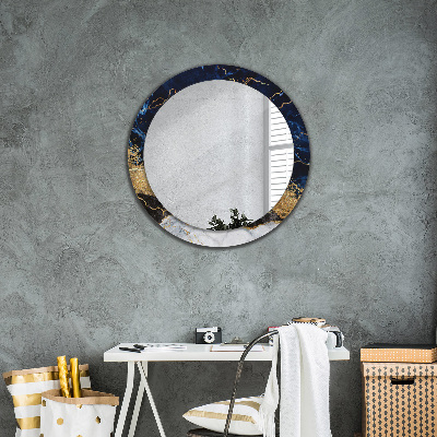 Kulaté zrcadlo s dekorem Modrý mramor
